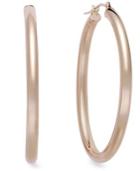 14k Rose Gold Earrings, Oval Hoop Earrings