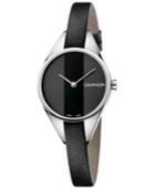 Calvin Klein Women's Swiss Rebel Black Leather Strap Watch 29mm