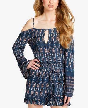 Jessica Simpson Juniors' Printed Cold-shoulder Romper