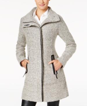 Calvin Klein Plus Size Faux-leather-trim Asymmetrical Walker Coat