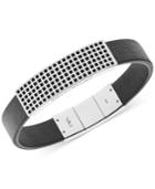 Emporio Armani Men's Stainless Steel And Black Leather Bracelet Egs2119