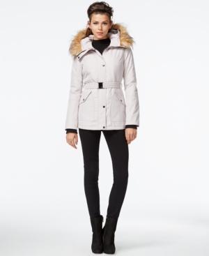 Jessica Simpson Faux-fur-trim Belted Coat