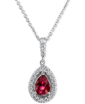Ruby (3/4 Ct. T.w.) & Diamond (1/4 Ct. T.w.) 18 Pendant Necklace In 14k White Gold