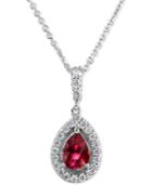 Ruby (3/4 Ct. T.w.) & Diamond (1/4 Ct. T.w.) 18 Pendant Necklace In 14k White Gold