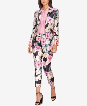 Tahari Asl Floral-print Mikado Jacket