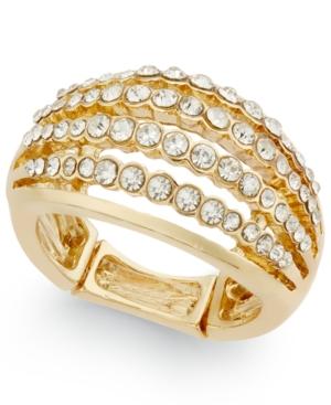 Inc International Concepts Gold-tone Multi-row Crystal Stretch Ring, Only At Macy's