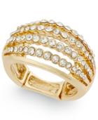 Inc International Concepts Gold-tone Multi-row Crystal Stretch Ring, Only At Macy's