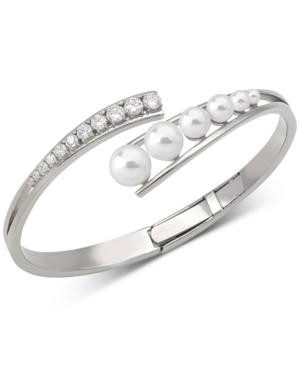 Majorica Stainless Steel Cubic Zirconia & Organic Pearl (3-8mm) Bangle Bracelet