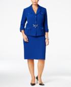 Tahari Asl Plus Size Three-button Belted Skirt Suit