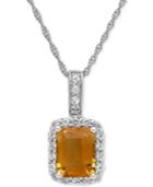 Blue Topaz(2-3/4 Ct.t.w.) & White Topaz (5/8 Ct. T.w.) Pendant Necklace In Sterling Silver(also Available In Citrine, Garnet, And Amethyst)
