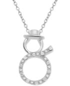 Diamond Snowman 18 Pendant Necklace (1/10 Ct. T.w.) In Sterling Silver