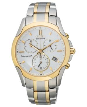 Citizen Watch, Women's Eco-drive Sport Chronograph Two Tone Stainless Steel Bracelet 35mm Fb1114-51a - A Macy's Exclusive