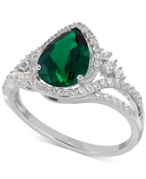 Lab-created Emerald (1-3/4 Ct. T.w.) And White Sapphire (3/8 Ct. T.w.) Ring In Sterling Silver