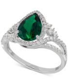 Lab-created Emerald (1-3/4 Ct. T.w.) And White Sapphire (3/8 Ct. T.w.) Ring In Sterling Silver