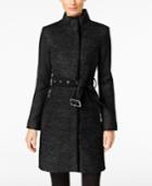 Vince Camuto Faux-leather-trim Textured Walker Coat