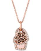Le Vian Nude & Chocolate Diamond Paw Print & Heart 20 Pendant Necklace (7/8 Ct. T.w.) In 14k Rose Gold