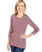 Charter Club Striped Zip-shoulder Top, Only At Macy's