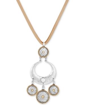 Lucky Brand Two-tone Exotic Leather 28 Pendant Necklace