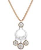 Lucky Brand Two-tone Exotic Leather 28 Pendant Necklace