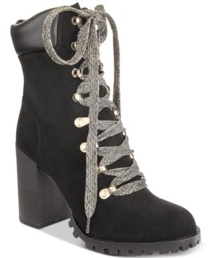 Material Girl Hazil Lace-up Booties, Created For Macy's Women's Shoes