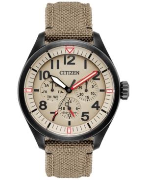 Citizen Men's Eco-drive Military Khaki Nylon Nato Strap Watch 42mm Bu2055-08x