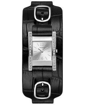 Guess Women's Black Leather Strap & Cuff Watch 22x24mm
