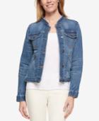 Tommy Hilfiger Band-collar Denim Jacket, Only At Macy's