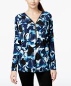 Alfani Zipper-trim Printed Top, Only At Macy's