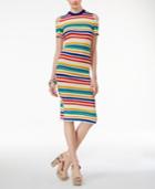The Edit By Seventeen Juniors' Rainbow-stripe Cold-shoulder Bodycon Dress, Only At Macy's