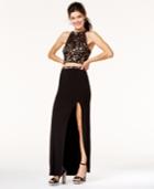 Speechless Juniors' 2-pc. Illusion Lace Slit Gown