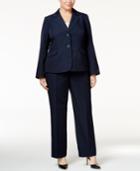 Le Suit Plus Size Pinstripe Two-button Pantsuit