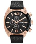 Diesel Watch, Men's Chronograph Black Textured Leather Strap 49mm Dz4297