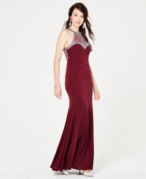 Say Yes To The Prom Juniors' Embellished Halter Gown, Created For Macy's