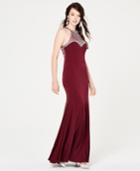 Say Yes To The Prom Juniors' Embellished Halter Gown, Created For Macy's