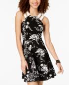 B Darlin Juniors' Printed Double-strap Dress
