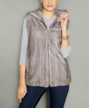 The Fur Vault Mink Fur Hooded Vest