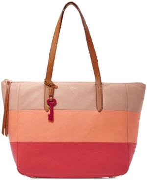 Fossil Preston Large Leather Colorblock Tote