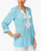 Charter Club Iconic-print Embroidered Tunic, Only At Macy's