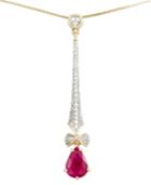 Rare Featuring Gemfields Certified Ruby (7/8 Ct. T.w.) And Diamond (1/4 Ct. T.w.) Lariat Necklace In 14k Gold
