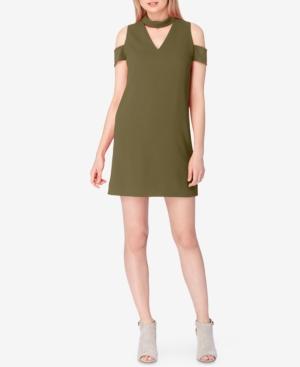 Tahari Asl Cold-shoulder Mock-neck Shift Dress