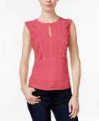 Maison Jules Pleated Ruffled Top, Only At Macy's