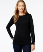Jm Collection Petite Stud-sleeve Sweater, Only At Macy's