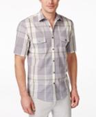 Alfani Black Men's Big And Tall Westerly Plaid Short-sleeve Shirt, Only At Macy's