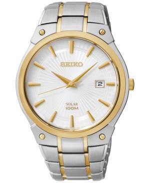 Seiko Men's Solar Two-tone Stainless Steel Bracelet Watch 41mm Sne324