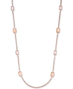 Charter Club Rose Gold-tone Pink Stone Long Necklace, Created For Macy's