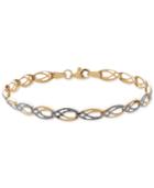 Two-tone Fancy Link Bracelet In 14k Gold And Rhodium-plate