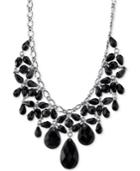 2028 Silver-tone Black Stone Statement Necklace, A Macy's Exclusive Style