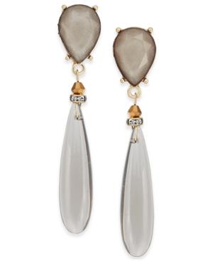 Inc International Concepts Gold-tone Gray Teardrop And Pave Drop Earrings, Only At Macy's