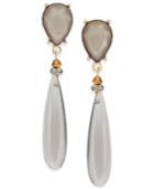 Inc International Concepts Gold-tone Gray Teardrop And Pave Drop Earrings, Only At Macy's
