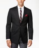 Calvin Klein Men's Charcoal Windowpane Slim-fit Sport Coat